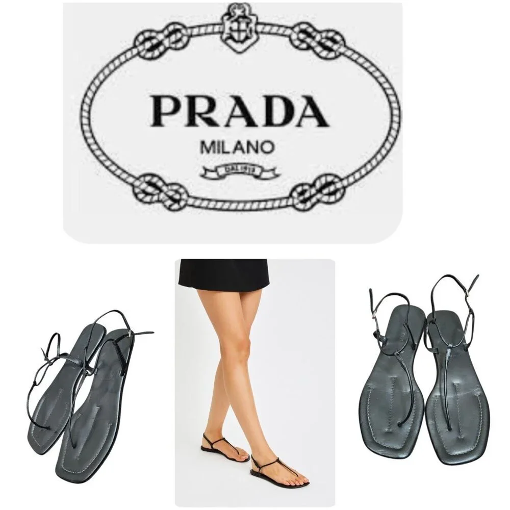 Prada Leather T-Strap Sandals Women's Size EU 40/US 9.5 - Picture 13 of 13